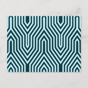Postal Geométrico Art Deco - azul índigo y hielo