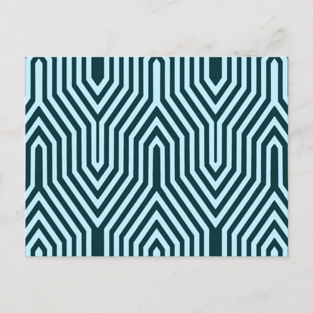 Postal Geométrico Art Deco - azul índigo y hielo (Anverso)