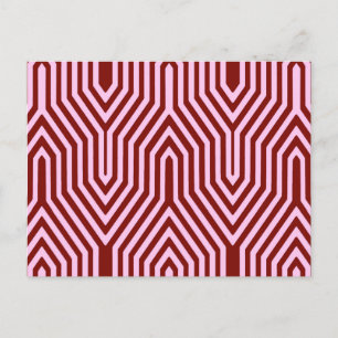 Postal Geométrico Art Deco - burdeos y rosa