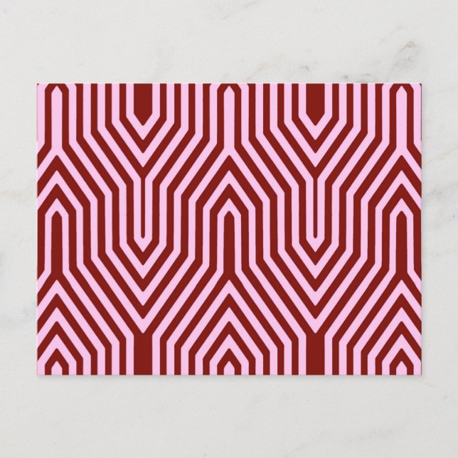 Postal Geométrico Art Deco - burdeos y rosa (Anverso)