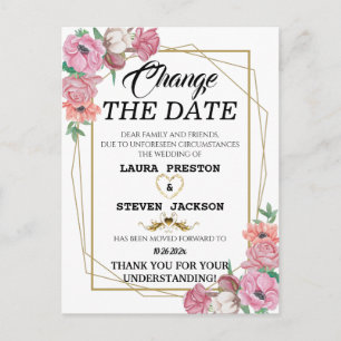 Postal Geométrico floral acuarela cambia la fecha