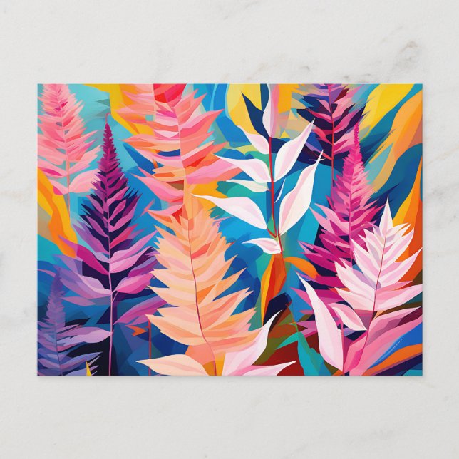 Postal Geométrico floral de Astilbe vibrante (Anverso)