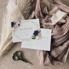 Postal Geométrico florero oro horizontal Guardar la fecha