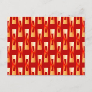 Postal Geométrico metálico Art Deco - Rojo y Coral