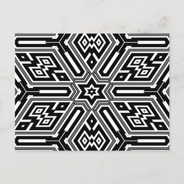 Postal Geométrico moderno blanco y negro de estilo moda (Anverso)