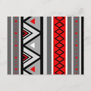 Postal Geométrico, rojo y gris del suroeste moderno / gri