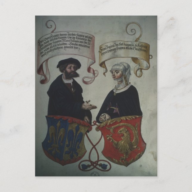 Postal Georg Fugger su esposa Regina Imhoff, 'Geheim (Anverso)