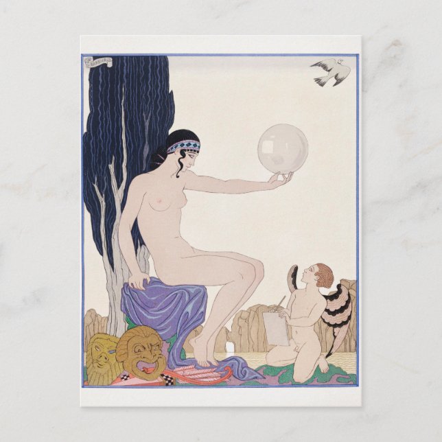 Postal George Barbier, Art Deco (Anverso)
