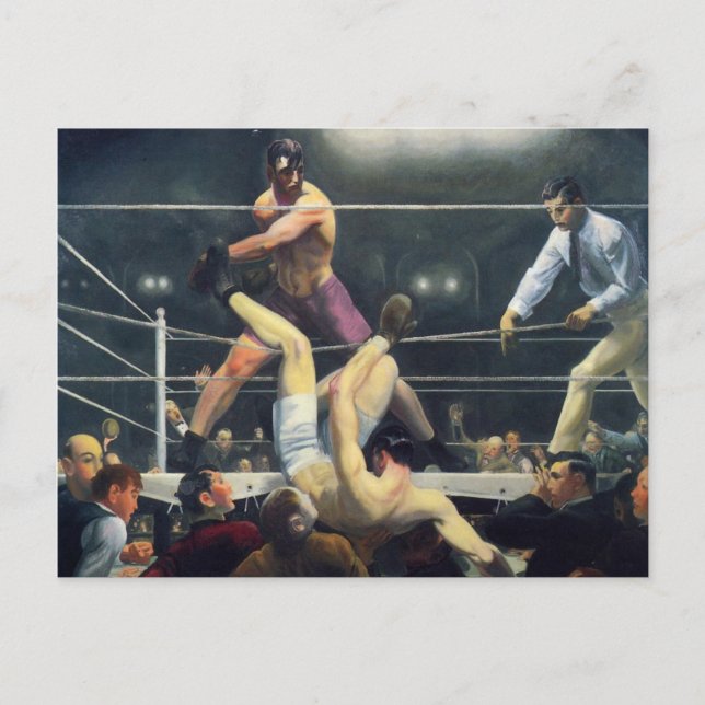 Postal George Bellows Dempsey y Firpo Art of Boxing (Anverso)