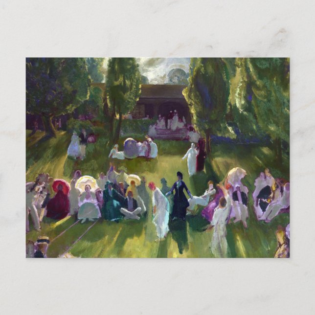 Postal George Bellows sobre tenis en Newport (Anverso)