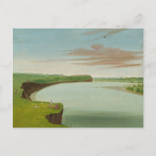 Postal George Catlin - Vista lejana de la aldea Mandan