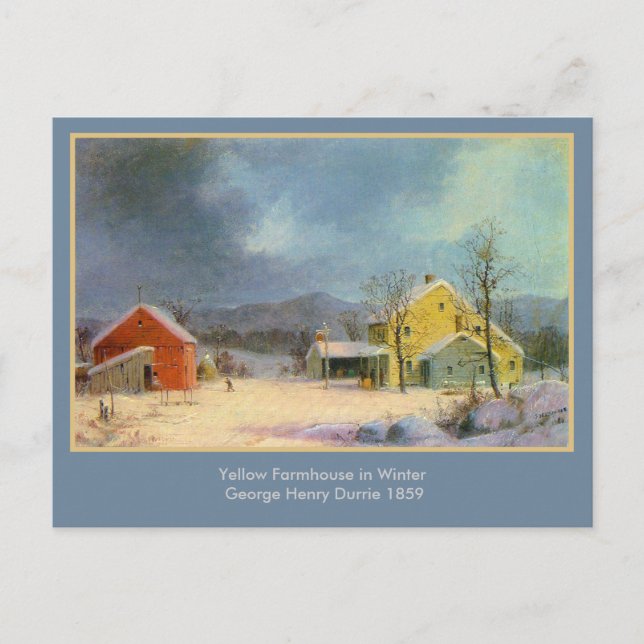 Postal George Durrie Yellow Rustic Farmhouse (Anverso)