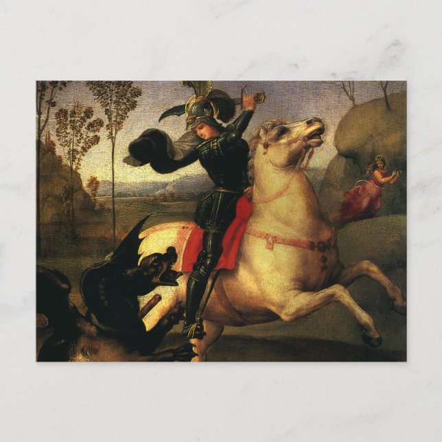 Postal George Fighting the Dragon por Raphael Sanzio (Anverso)