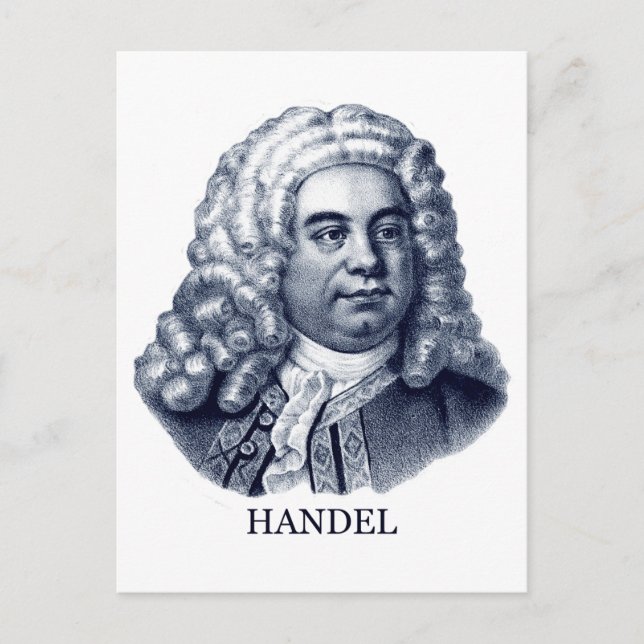 Postal George Frideric Handel, azul (Anverso)