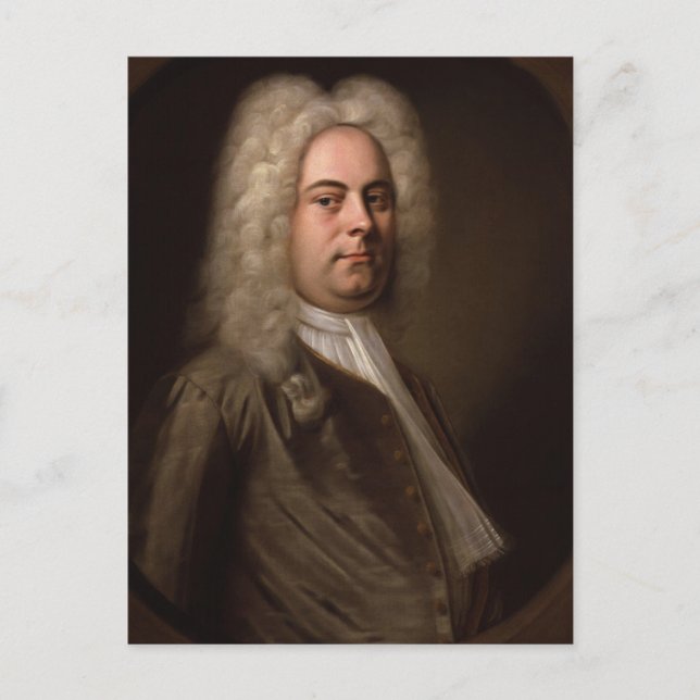 Postal George Frideric Hanel por Balthasar Denner (Anverso)