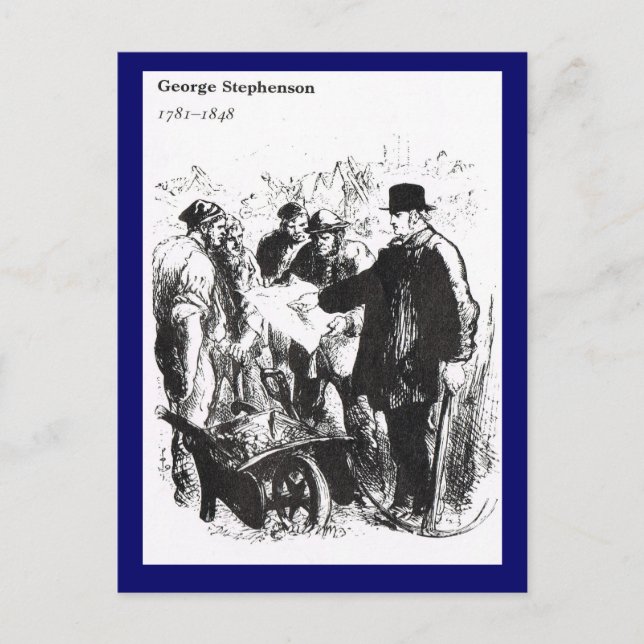 Postal George Stephenson, ingeniero de ferrocarril (Anverso)