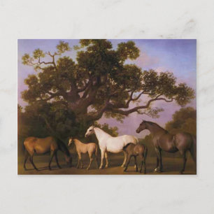 Postal George Stubbs - Mares and Foys under a Oak Tree