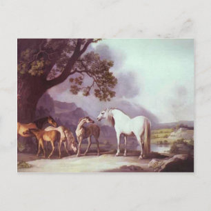 Postal George Stubbs - Mares y Fotografías en un paisaje