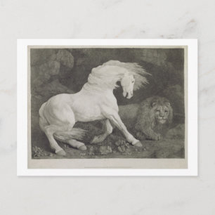 Postal George Stubbs Un caballo asustado por un león, e