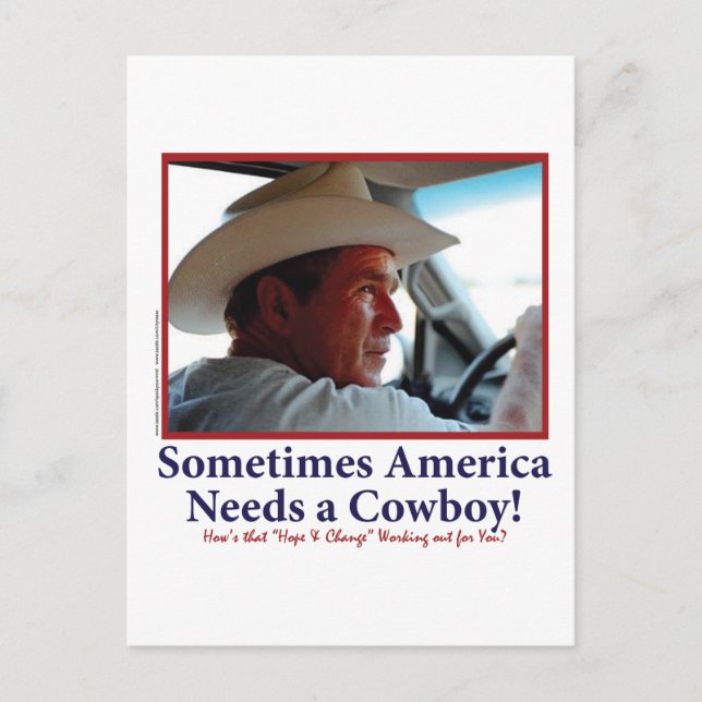 Postal George W Bush en el Gorra de Cowboy (Anverso)