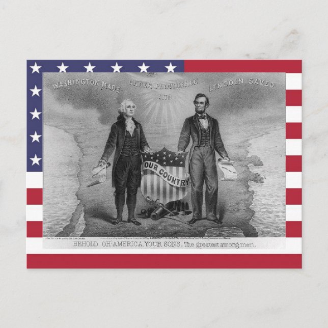 Postal George Washington Abraham Lincoln USA American (Anverso)