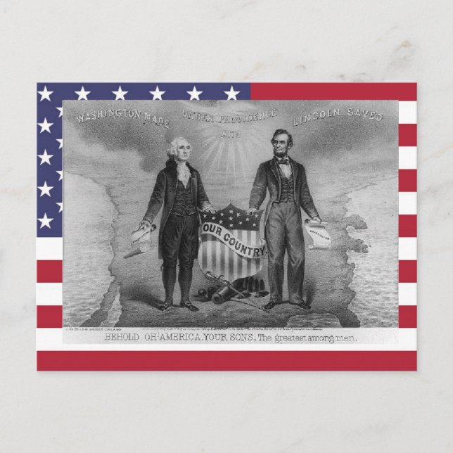 Postal George Washington Abraham Lincoln USA American (Anverso)