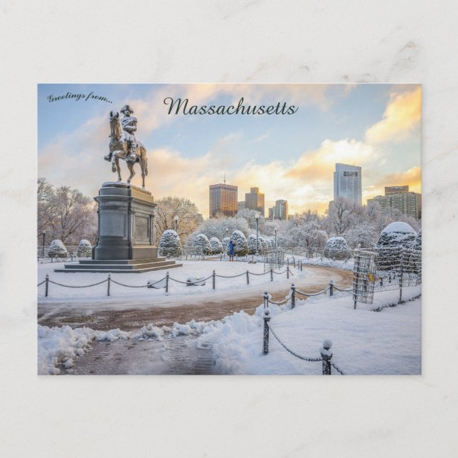 Postal George Washington Rides Boston Public Gardens (Anverso)