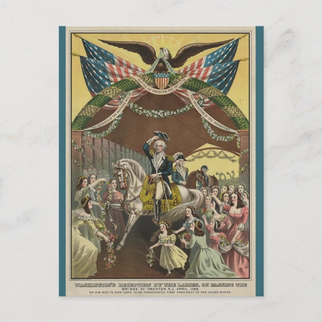 Postal George Washington Vintage camino a la inauguración (Anverso)