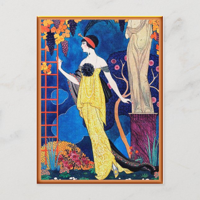 Postal Georges Barbier - Portada de la revista Les Modes (Anverso)