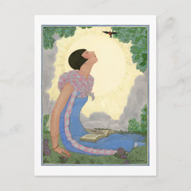 Postal Georges Lepape Vintage Deco Fashion Springtime (Anverso)