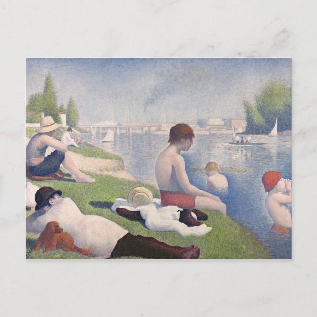 Postal Georges Pierre Seurat | Baños en Asni � res, 1884 (Anverso)