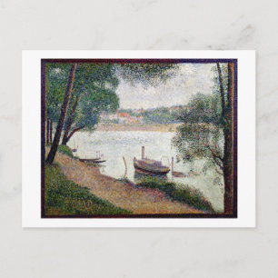 Postal Georges Pierre Seurat   Paisaje fluvial con una bo