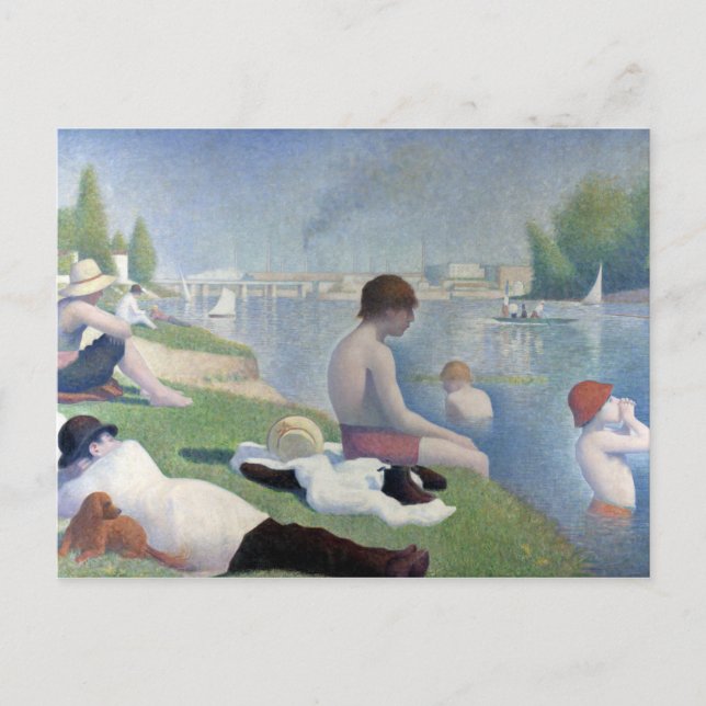 Postal Georges Seurat Bathers en Asnières (Anverso)