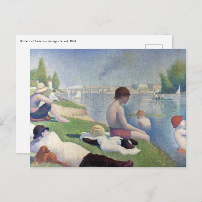 Postal Georges Seurat - Bathers en Asnieres (Anverso / Reverso)