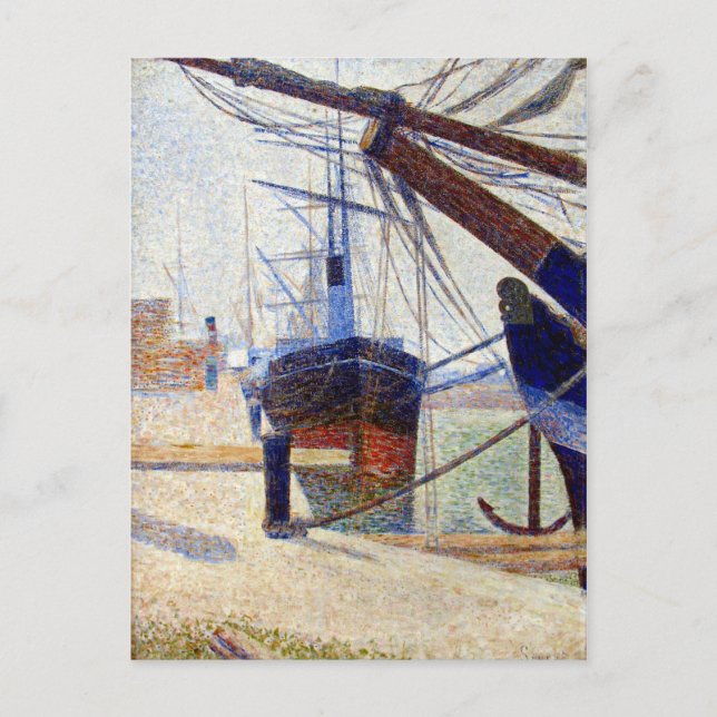 Postal Georges Seurat Corner del puerto de Honfleu (Anverso)