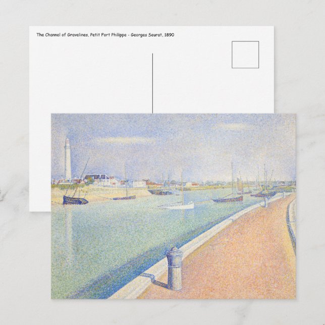 Postal Georges Seurat - El Canal de Gravelines (Anverso / Reverso)