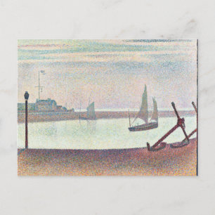 Postal Georges Seurat El Canal en Gravelines, Noche