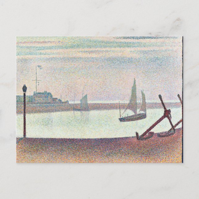 Postal Georges Seurat El Canal en Gravelines, Noche (Anverso)