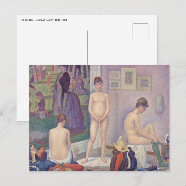 Postal Georges Seurat - Las modelos (Anverso / Reverso)