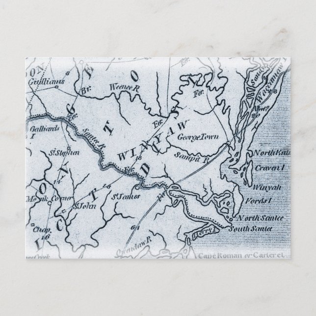 Postal Georgetown Winyah South Carolina Map Post Card (Anverso)