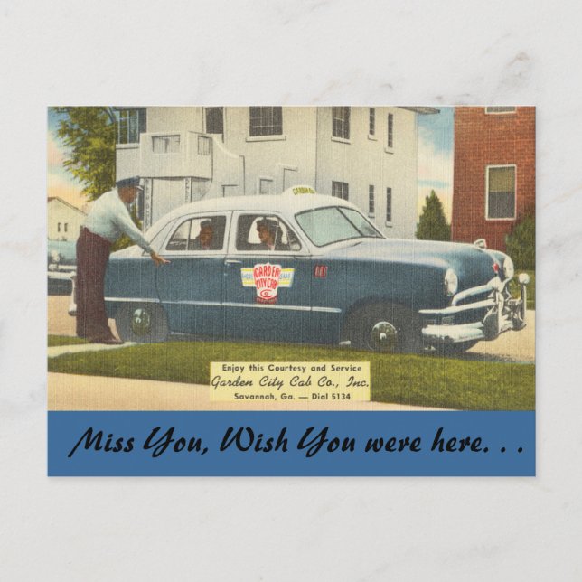 Postal Georgia, City Cab, Savannah (Anverso)