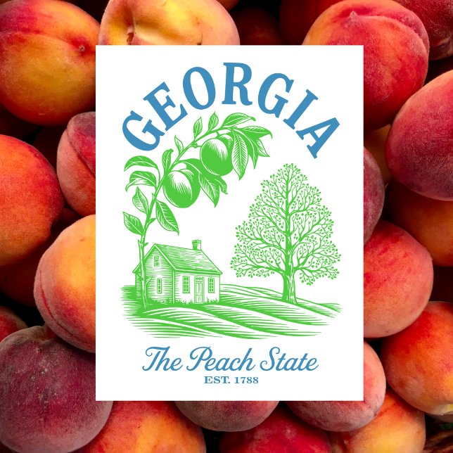 Postal Georgia El Estado De Peach Este. Granja de 1788 (Georgia Travel Postcard)