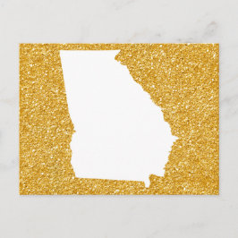 Postal Georgia en blanco y dorado brillo