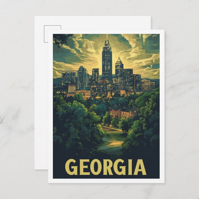 Postal Georgia Estados Unidos Viajes de Ilustracion de ar (Anverso / Reverso)