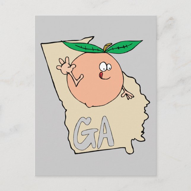 Postal Georgia GA Personalizado Map con melocotón sonrien (Anverso)