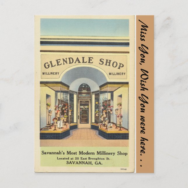 Postal Georgia, Glendale Millinery Shop (Anverso)
