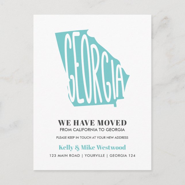 Postal GEORGIA Hemos movido nueva dirección Nueva casa (Anverso)
