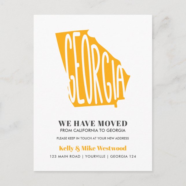 Postal GEORGIA Hemos movido nueva dirección Nueva casa (Anverso)