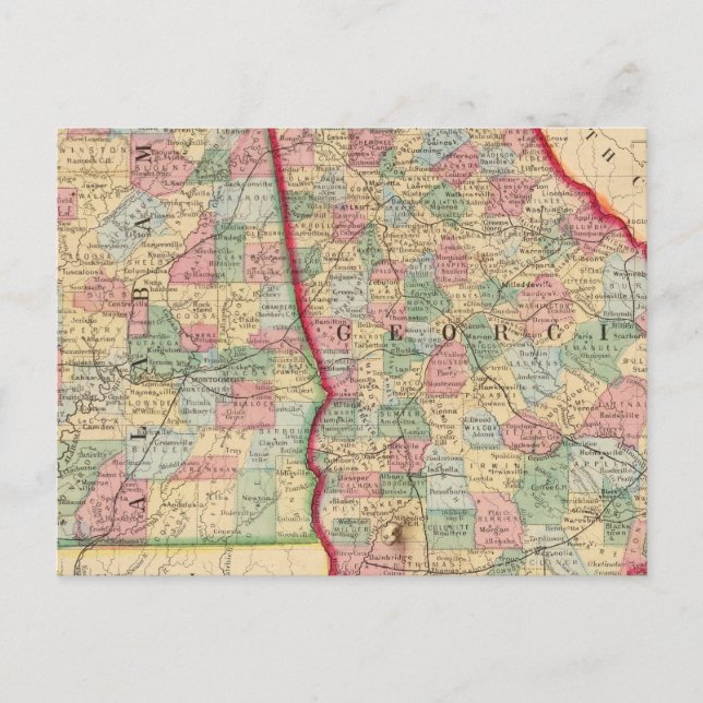 Postal Georgia, Mapa de Alabama por Mitchell (Anverso)