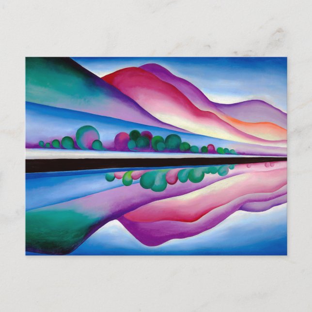 Postal Georgia O'Keeffe, reflejo del lago George (1921) (Anverso)